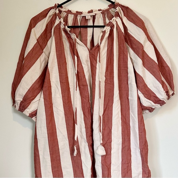 Knox Rose Red and Beige Striped Short Sleeve Women's Top - Size: XXL - Picture 6 of 9